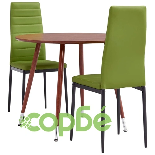 Трапезен комплект от 3 части, изкуствена кожа, зелено лайм ➤ топ цена ➤ sorbe.bg