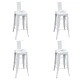 Бар табуретки, 4 бр, бели, стомана