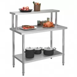 Кухненска работна маса с рафт 120x60x120 см неръждаема стомана