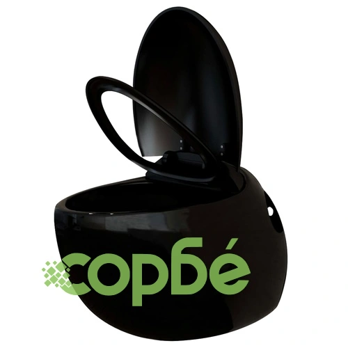 Окачена яйцевидна тоалетна чиния скрито казанче черна керамика ➤ топ цена ➤ sorbe.bg