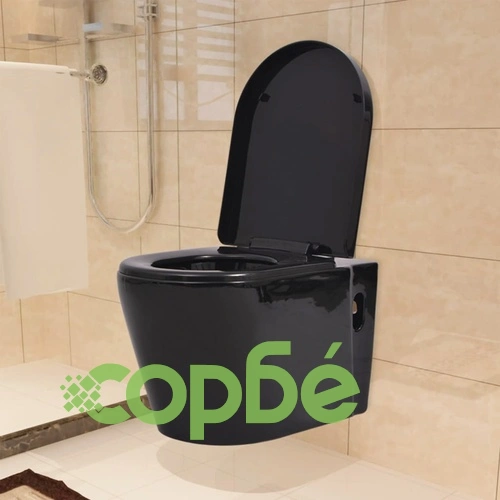 Окачена тоалетна чиния, със скрито казанче, керамична, черна ➤ топ цена ➤ sorbe.bg