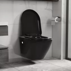 Окачена тоалетна чиния, със скрито казанче, керамична, черна