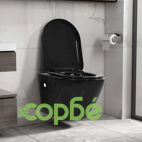 Окачена тоалетна чиния, със скрито казанче, керамична, черна ➤ топ цена ➤ sorbe.bg