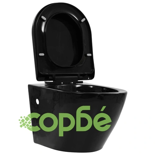 Окачена тоалетна чиния, със скрито казанче, керамична, черна ➤ топ цена ➤ sorbe.bg