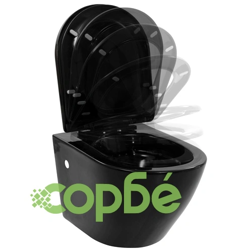 Окачена тоалетна чиния, със скрито казанче, керамична, черна ➤ топ цена ➤ sorbe.bg