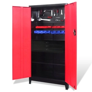 Шкаф за инструменти, стомана, 90x40x180 cм, червено и черно