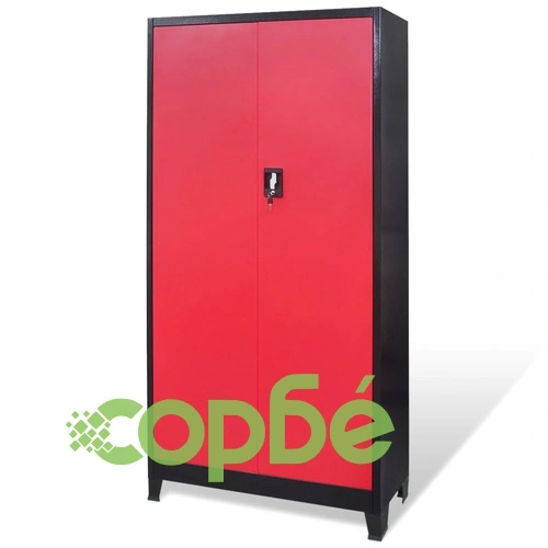 Шкаф за инструменти, стомана, 90x40x180 cм, червено и черно ➤ топ цена ➤ sorbe.bg
