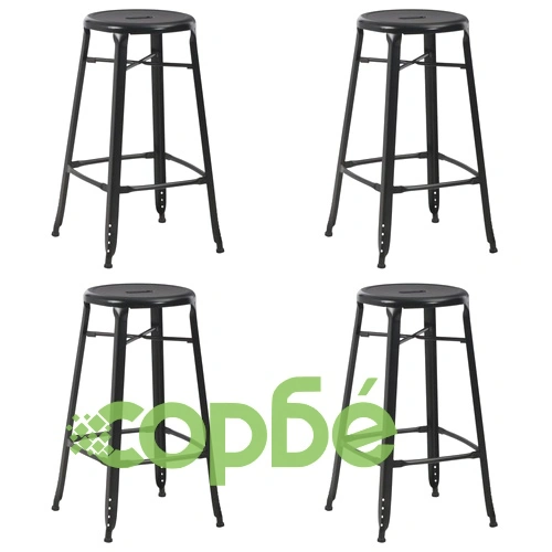 Бар табуретки, 4 бр, черни, стомана ➤ топ цена ➤ sorbe.bg