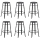 Бар табуретки, 6 бр, черни, стомана