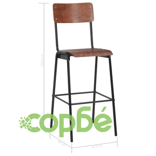 Бар табуретки, 4 бр, твърд шперплат, стомана ➤ топ цена ➤ sorbe.bg