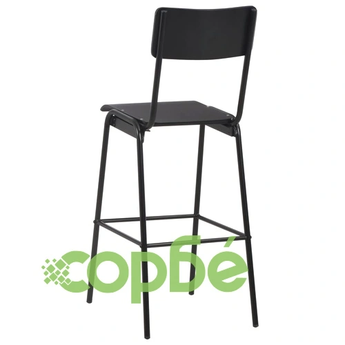 Бар табуретки, 4 бр, черни, твърд шперплат, стомана ➤ топ цена ➤ sorbe.bg