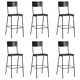 Бар табуретки, 6 бр, черни, твърд шперплат, стомана