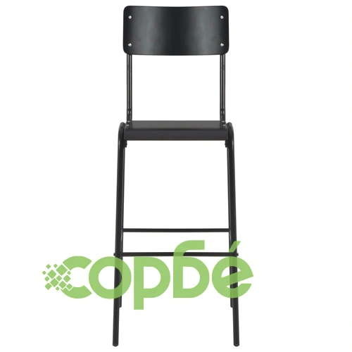 Бар табуретки, 6 бр, черни, твърд шперплат, стомана ➤ топ цена ➤ sorbe.bg