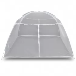 Палатка за къмпинг, 200x150x145 см, фибростъкло, бяла