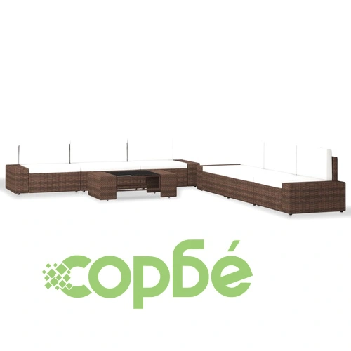 Градински комплект, 7 части, кафяв полиратан ➤ топ цена ➤ sorbe.bg