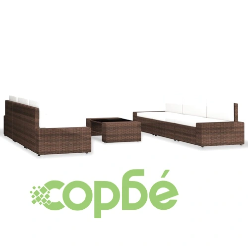 Градински комплект, 7 части, кафяв полиратан ➤ топ цена ➤ sorbe.bg