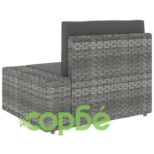 Градински комплект за отдих, 7 части, полиратан, сив ➤ топ цена ➤ sorbe.bg