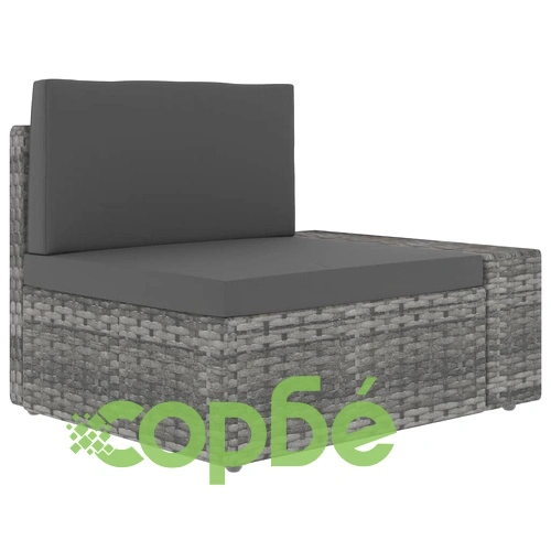 Градински комплект за отдих, 7 части, полиратан, сив ➤ топ цена ➤ sorbe.bg