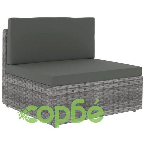Градински комплект за отдих, 10 части, полиратан, сив ➤ топ цена ➤ sorbe.bg