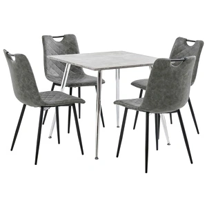 Трапезен комплект от 5 части, изкуствена кожа, cветлосив