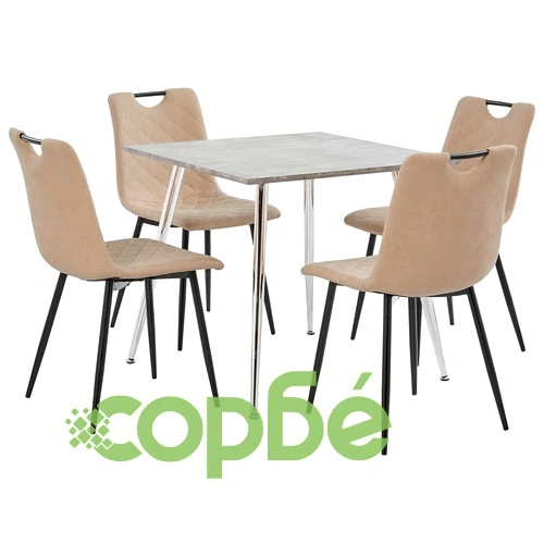 Трапезен комплект от 5 части, изкуствена кожа, кремав ➤ топ цена ➤ sorbe.bg