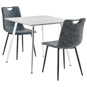 Трапезен комплект от 3 части, изкуствена кожа, черен