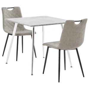 Трапезен комплект от 3 части, изкуствена кожа, тъмносив