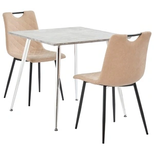 Трапезен комплект от 3 части, изкуствена кожа, кремав