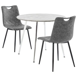 Трапезен комплект от 3 части, изкуствена кожа, cветлосив