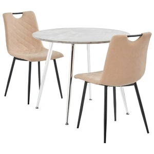 Трапезен комплект от 3 части, изкуствена кожа, кремав