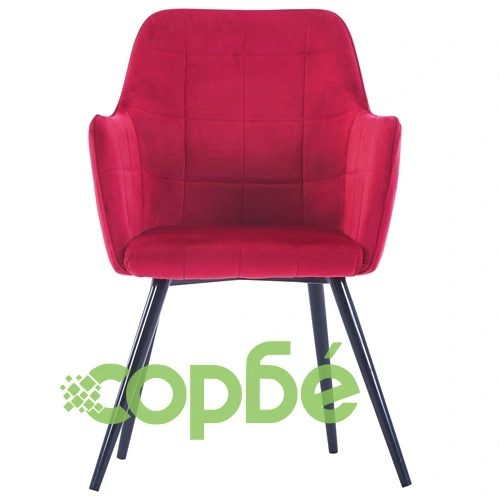 Трапезни столове, 6 бр, тъмночервени, кадифе ➤ топ цена ➤ sorbe.bg