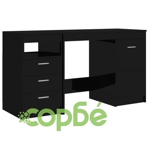 Бюро, черен гланц, 140x50x76 см, ПДЧ ➤ топ цена ➤ sorbe.bg