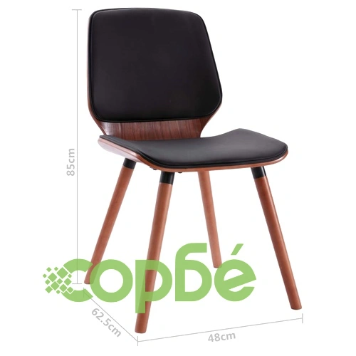 Трапезни столове, 6 бр, черни, изкуствена кожа ➤ топ цена ➤ sorbe.bg