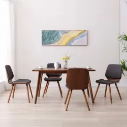 Трапезни столове, 4 бр, сиви, текстил
