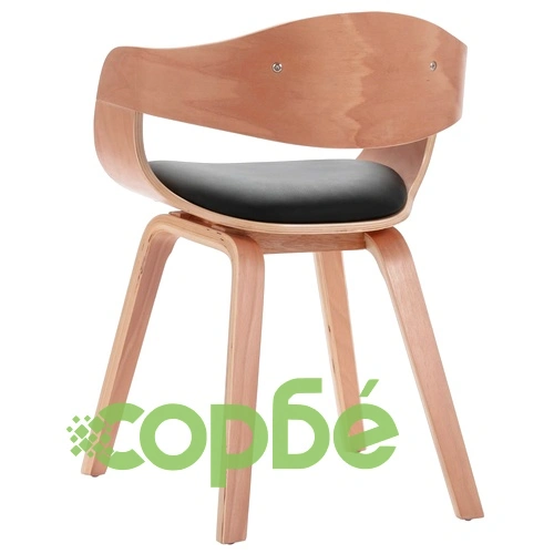 Трапезни столове, 4 бр, извито дърво и изкуствена кожа ➤ топ цена ➤ sorbe.bg