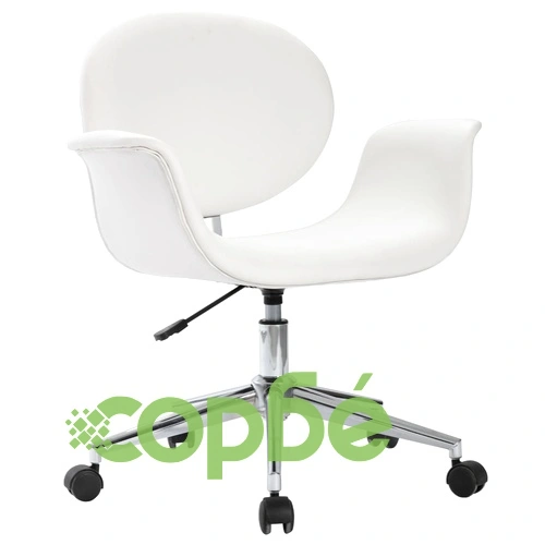 Въртящ офис стол, бял, изкуствена кожа ➤ топ цена ➤ sorbe.bg