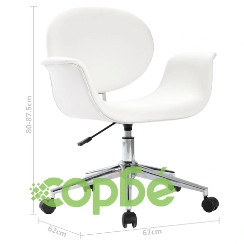Въртящ офис стол, бял, изкуствена кожа ➤ топ цена ➤ sorbe.bg