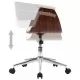 Въртящ офис стол, бял, извито дърво и изкуствена кожа