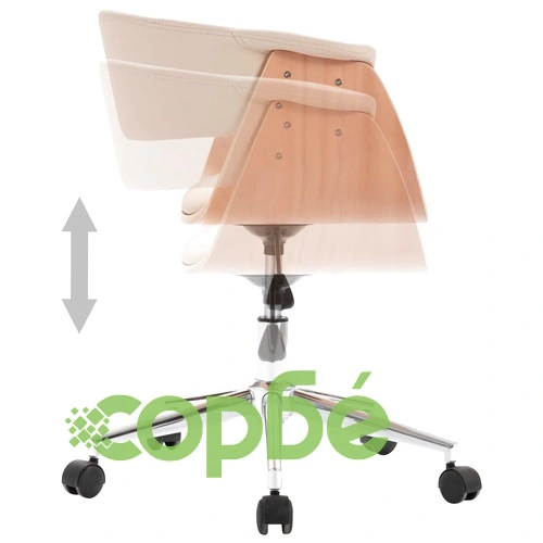 Въртящ офис стол, кремав, извито дърво и изкуствена кожа ➤ топ цена ➤ sorbe.bg