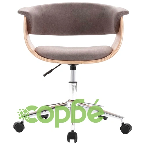 Въртящ офис стол, таупе, извито дърво и текстил ➤ топ цена ➤ sorbe.bg