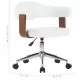 Въртящ офис стол, бял, извито дърво и изкуствена кожа