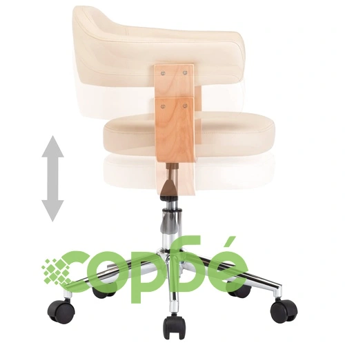 Въртящ офис стол, кремав, извито дърво и изкуствена кожа ➤ топ цена ➤ sorbe.bg