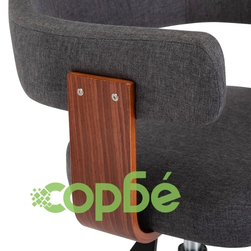 Въртящ офис стол, сив, извито дърво и текстил ➤ топ цена ➤ sorbe.bg