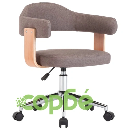 Въртящ офис стол, таупе, извито дърво и текстил ➤ топ цена ➤ sorbe.bg