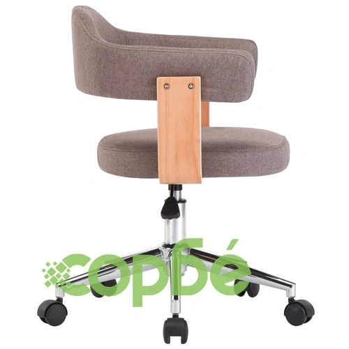 Въртящ офис стол, таупе, извито дърво и текстил ➤ топ цена ➤ sorbe.bg