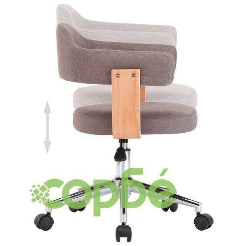 Въртящ офис стол, таупе, извито дърво и текстил ➤ топ цена ➤ sorbe.bg