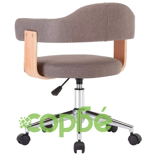 Въртящ офис стол, таупе, извито дърво и текстил ➤ топ цена ➤ sorbe.bg