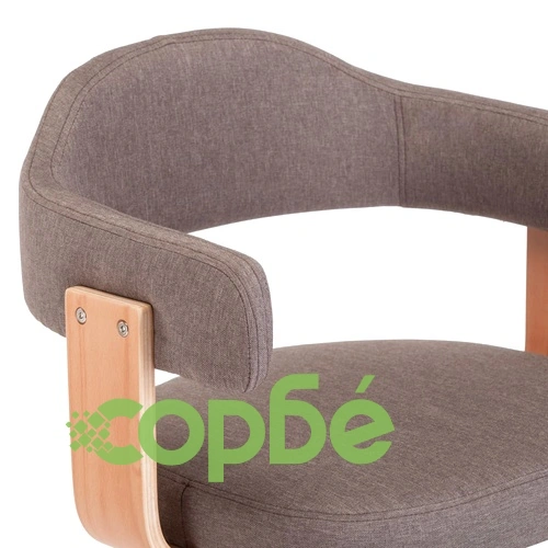 Въртящ офис стол, таупе, извито дърво и текстил ➤ топ цена ➤ sorbe.bg