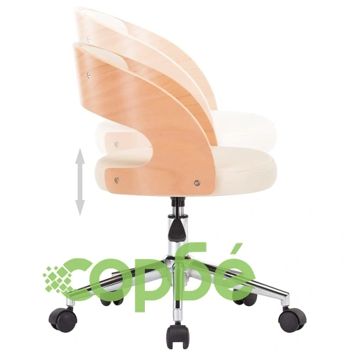 Въртящ офис стол, кремав, извито дърво и изкуствена кожа ➤ топ цена ➤ sorbe.bg