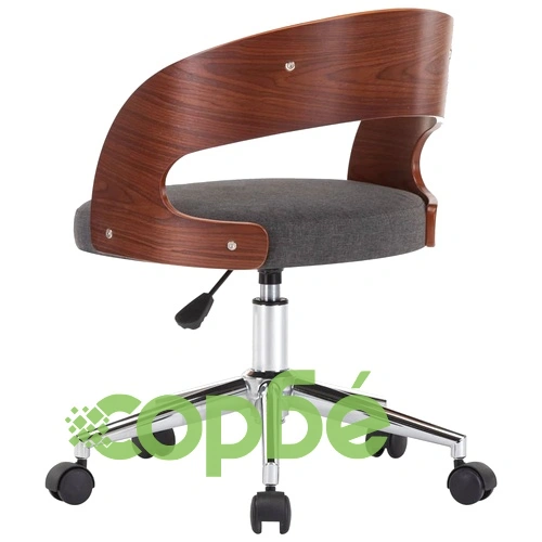 Въртящ офис стол, сив, извито дърво и текстил ➤ топ цена ➤ sorbe.bg